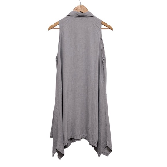 FOR CYNTHIA Linen Blend Sleeveless Shark Bite Hem Dress Oversized XS - Picture 2 of 12